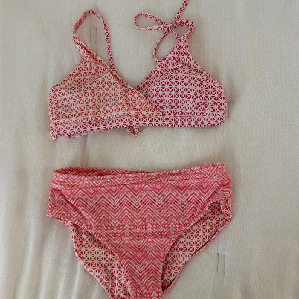 Cabana Life Pink and White Bikini Set